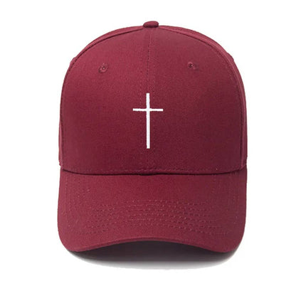 Cross Embroidered Christian Baseball Cap, Adjustable Hat