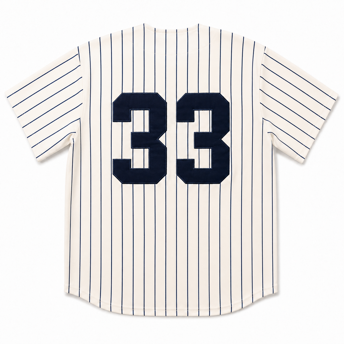 REDEEMED No. 33 pinstripe baseball jersey, S8VD Athletics Collection, view 2
