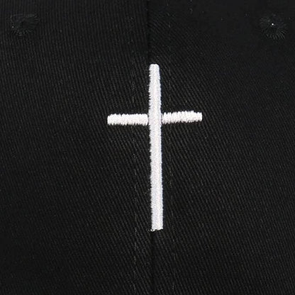 Cross Embroidered Christian Baseball Cap, Adjustable Hat