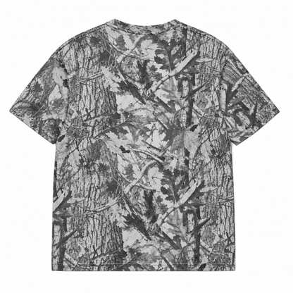 Size chart for S8VD oversized camo tee collection