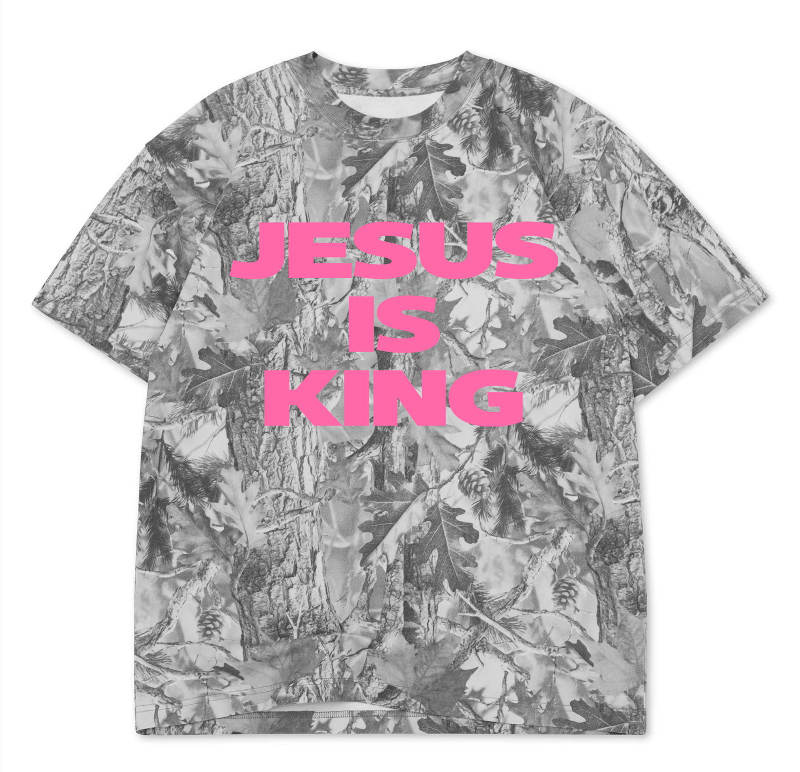 JESUS IS KING Oversized Vintage Camo Tee (Pink)