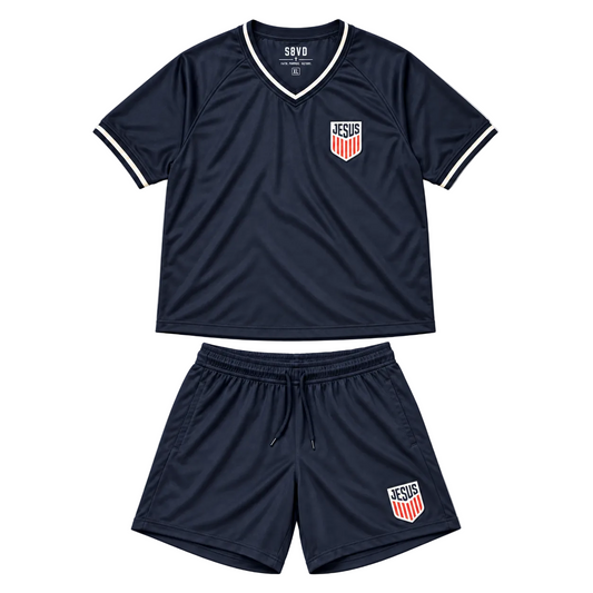 JESUS soccer jersey and shorts set, S8VD Athletics Collection, view 1