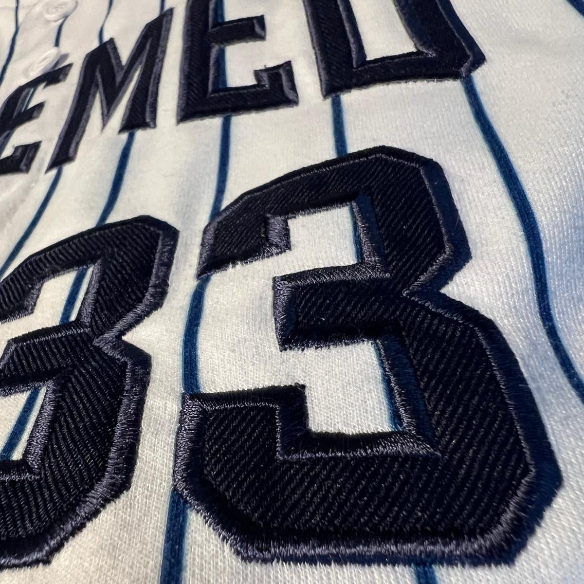REDEEMED No. 33 pinstripe baseball jersey, S8VD Athletics Collection, view 6