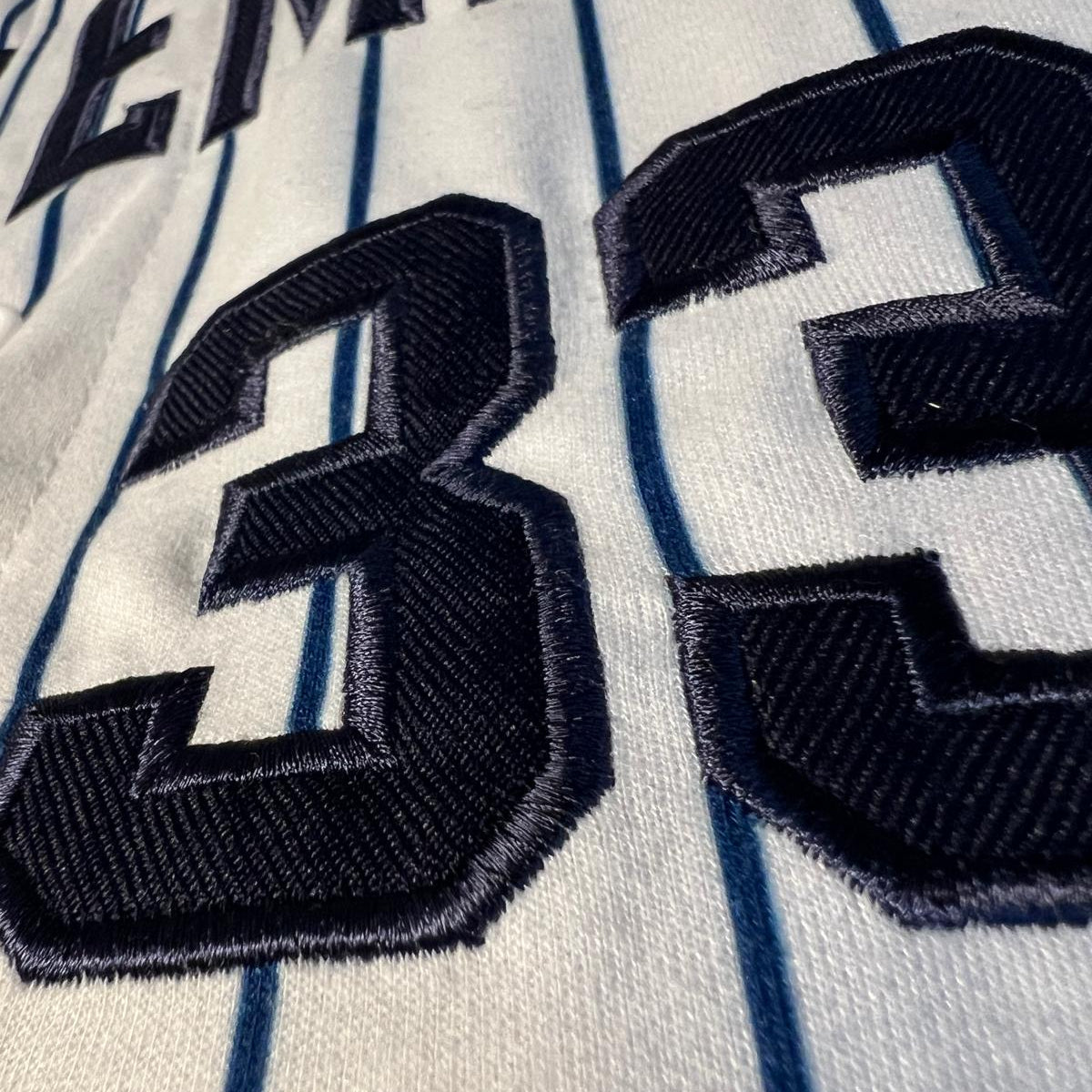 REDEEMED No. 33 pinstripe baseball jersey, S8VD Athletics Collection, view 3