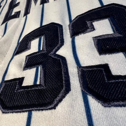REDEEMED No. 33 pinstripe baseball jersey, S8VD Athletics Collection, view 3