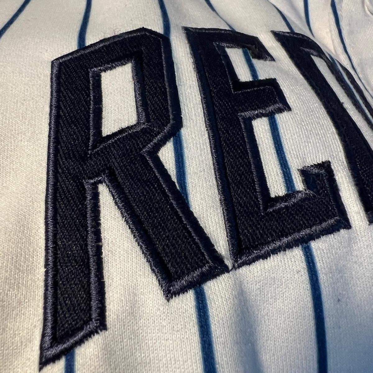 REDEEMED No. 33 pinstripe baseball jersey, S8VD Athletics Collection, view 7