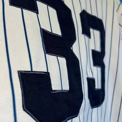 REDEEMED No. 33 pinstripe baseball jersey, S8VD Athletics Collection, view 8