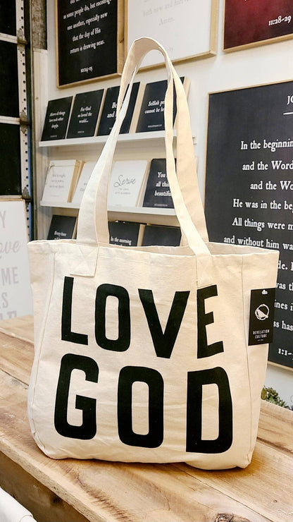 Large Tote Bags - Love God | Love Others